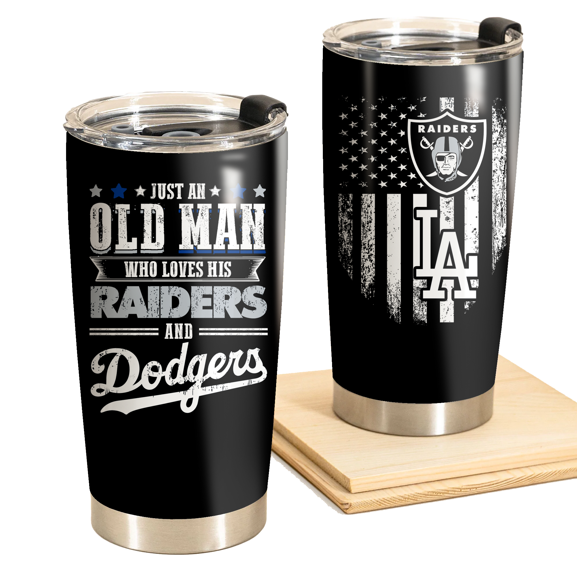 (Re-design) Just An Old Man Who Loves His Las Vegas Football And Los Angeles Baseball Tumbler