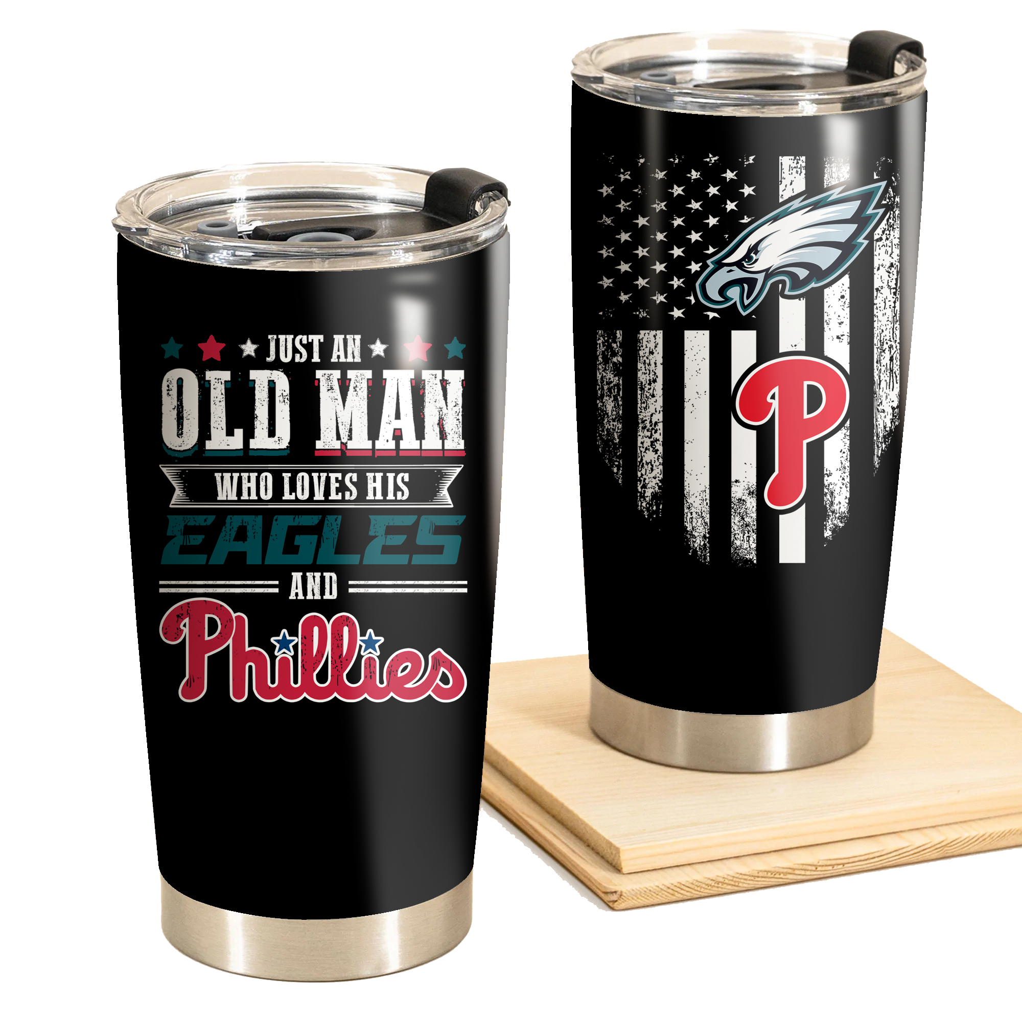 (Last Chance) Just An Old Man Who Loves His Philadelphia Football And Baseball Tumbler