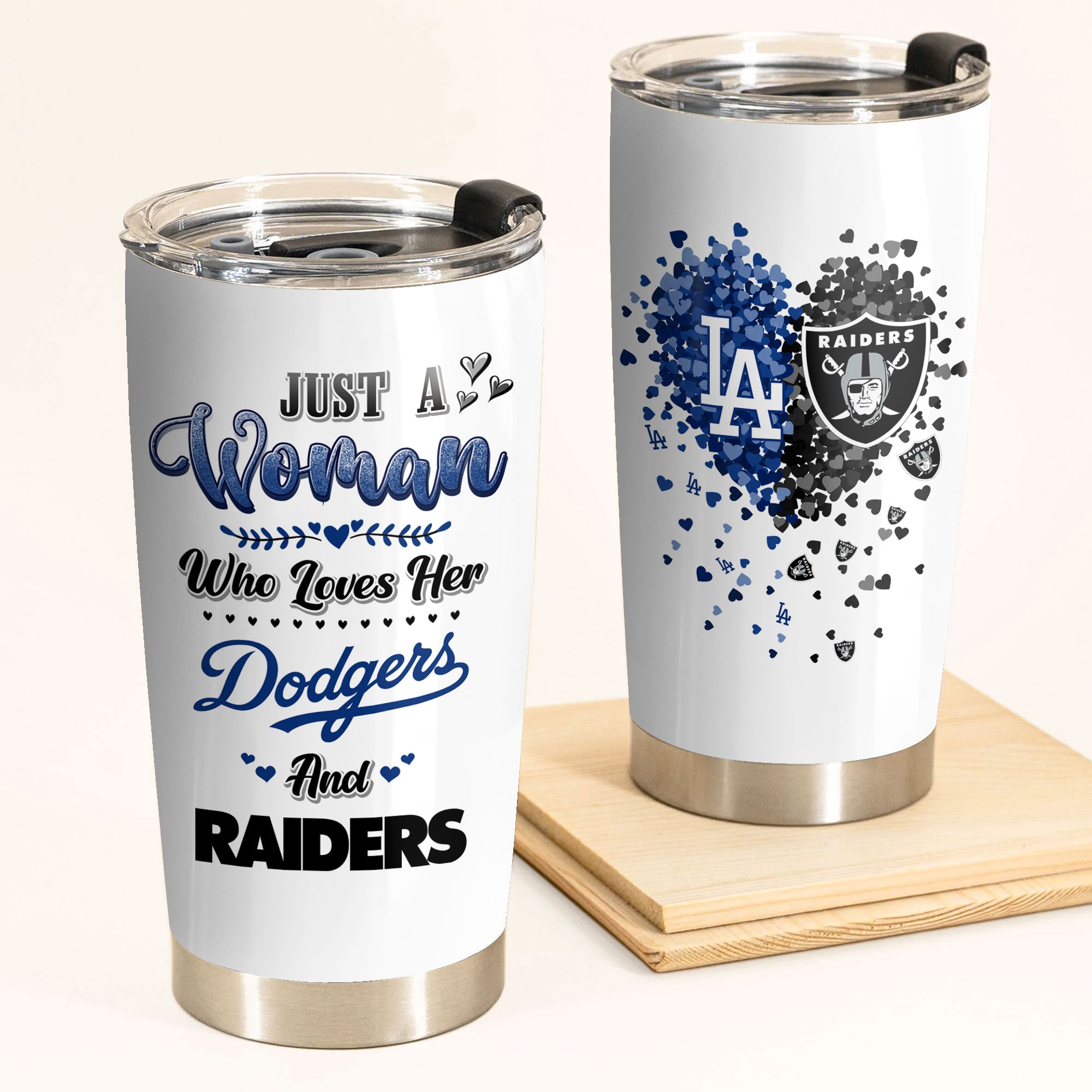 (Last Chance) Just A Woman Who Loves Her Vegas Football And La Baseball Tumbler