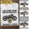 Personalized Love Motorcycles And Scuba Diving Shirt