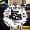 Personalized Trucker The Ride of His Life Wood Round Sign