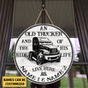 Personalized Trucker The Ride of His Life Wood Round Sign